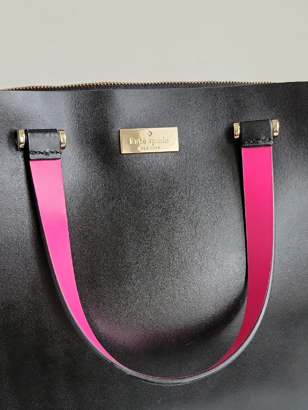 kate spade Black Leather Tote with Pink Accents - Picture 8 of 16